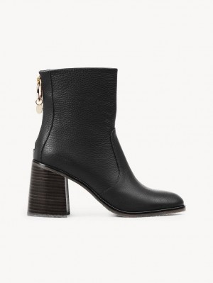 Black Chloe Aryel Heeled Ankle Boots | CHE-SR14857