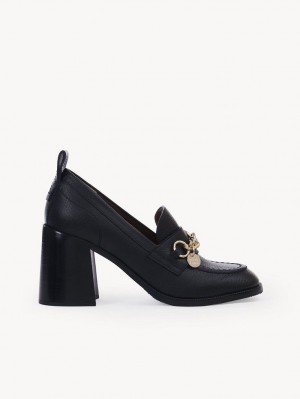 Black Chloe Aryel Penny Flats | CHE-SR14797