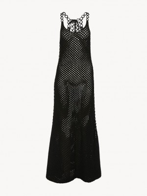 Black Chloe Crochet Tank Knitwear | CHE-SR13933