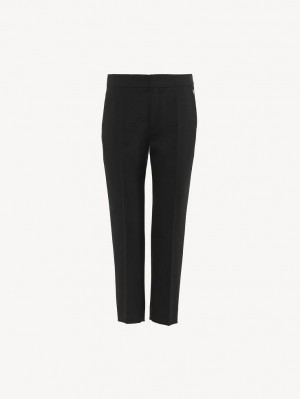 Black Chloe Cropped Cigarette Pants | CHE-SR14001