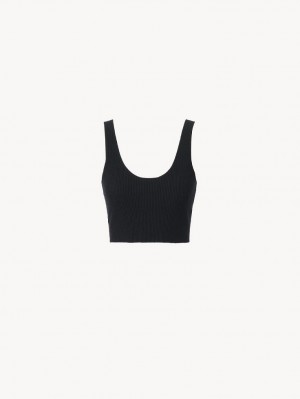 Black Chloe Cropped Tank Knitwear | CHE-SR13922