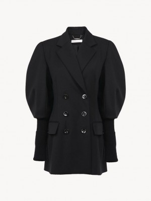 Black Chloe Double-breasted Tailored Jackets | CHE-SR13773