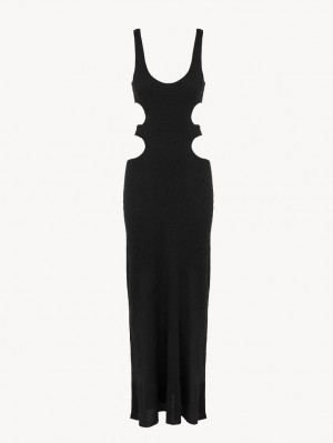 Black Chloe Long Tank Dresses | CHE-SR13841