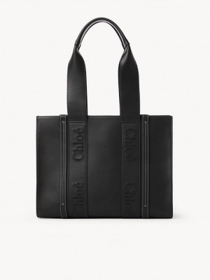 Black Chloe Medium Woody Tote Bags | CHE-SR13352