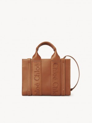 Caramel Chloe Small Woody Tote Bags | CHE-SR13345