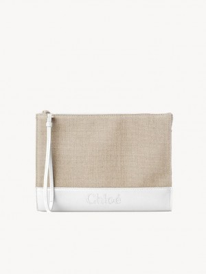 Crystal White Chloe Sense Zippered Pouches | CHE-SR14327