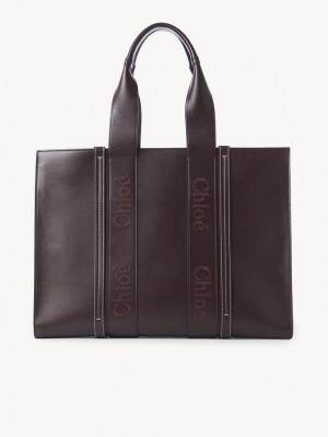 DEEP VIOLINE Chloe Large Woody Tote Bags | CHE-SR13347