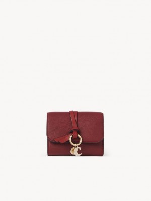 Deep Claret Chloe Alphabet Small Tri-fold Compact Wallets | CHE-SR14289