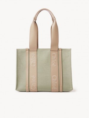 FADED GREEN Chloe Medium Woody Tote Bags | CHE-SR13314