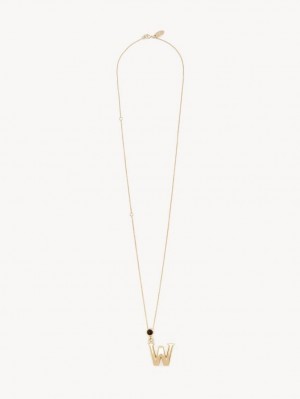 GOLD COLOR Chloe Alphabet With Pendant Necklaces | CHE-SR14333