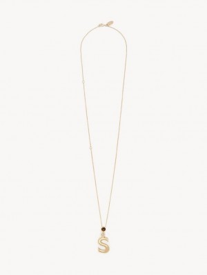 GOLD COLOR Chloe Alphabet With Pendant Necklaces | CHE-SR14337