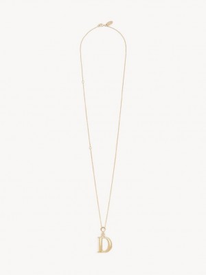 GOLD COLOR Chloe Alphabet With Pendant Necklaces | CHE-SR14352