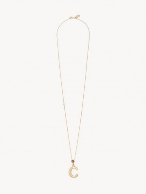 GOLD COLOR Chloe Alphabet With Pendant Necklaces | CHE-SR14353