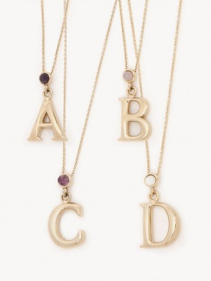 GOLD COLOR Chloe Alphabet With Pendant Necklaces | CHE-SR14430