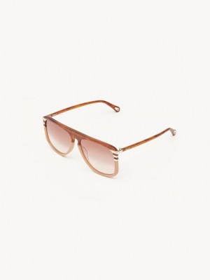 HAVANA/PEACH Chloe West Small Sunglasses | CHE-SR14522