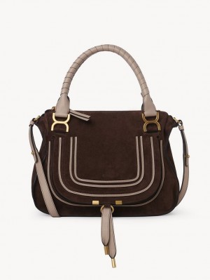 PURE BROWN Chloe Marcie Double Carry Crossbody Bags | CHE-SR13505