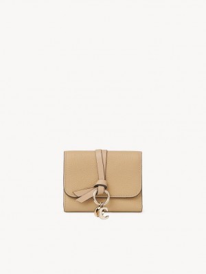 SOFT TAN Chloe Alphabet Small Tri-fold Compact Wallets | CHE-SR14292