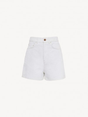 White Chloe Dukuno Denim Shorts | CHE-SR13978