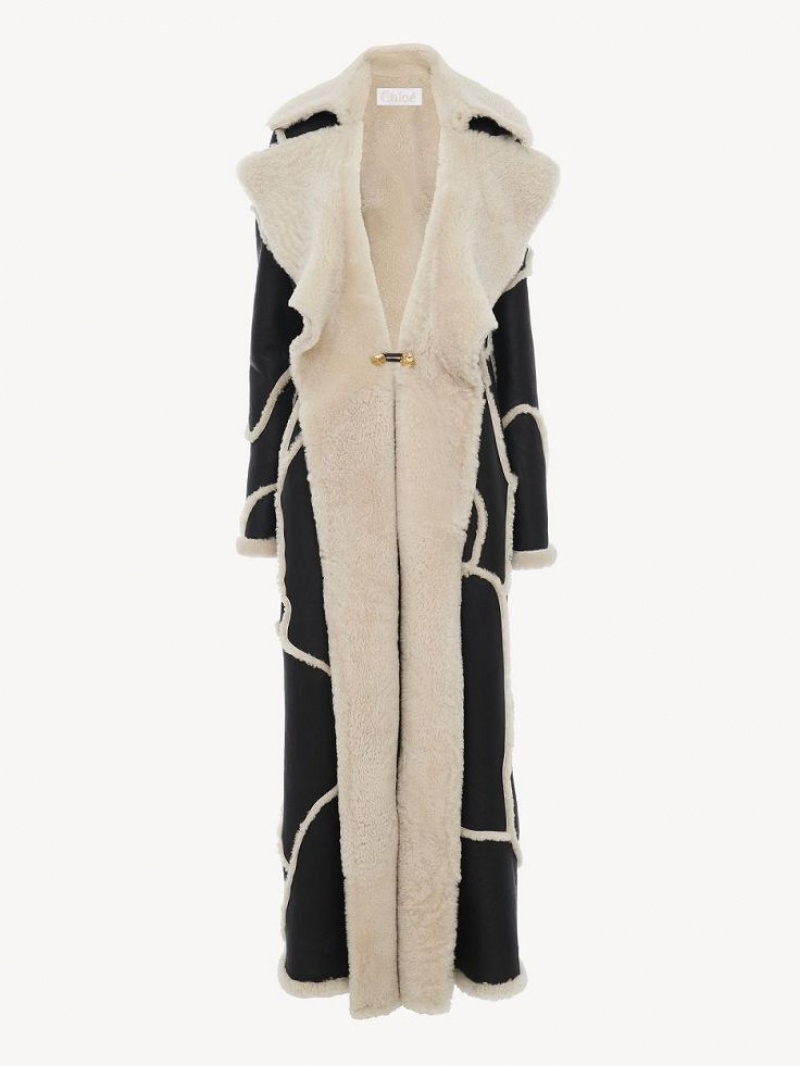 BLACK - WHITE 1 Chloe Long Coats | CHE-SR13816