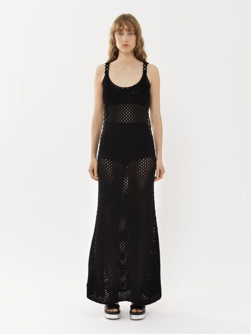 Black Chloe Crochet Tank Knitwear | CHE-SR13933