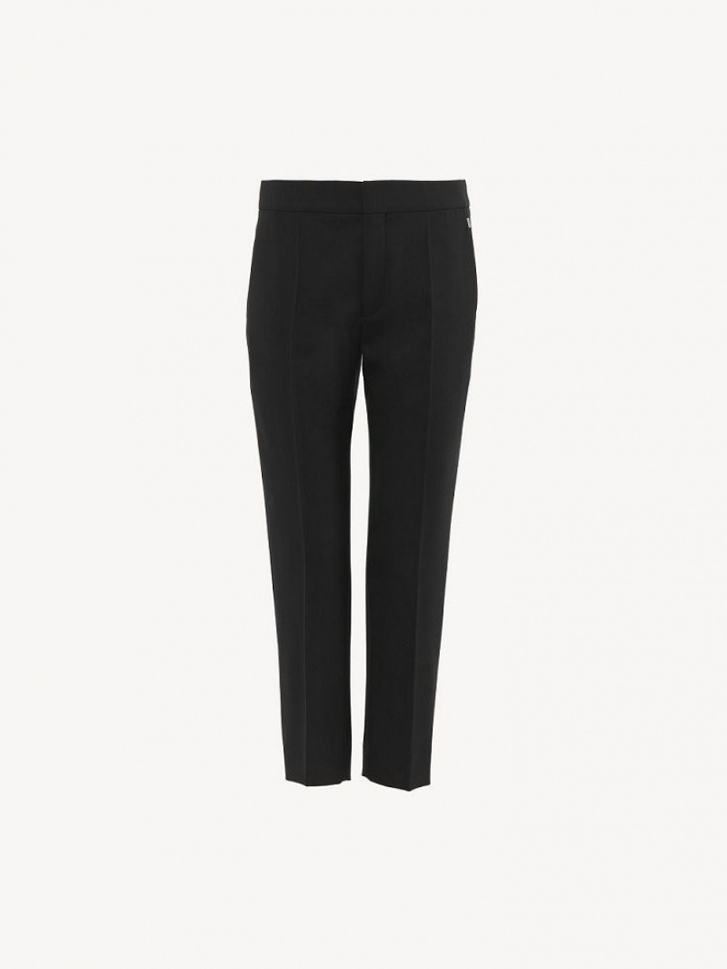 Black Chloe Cropped Cigarette Pants | CHE-SR14001