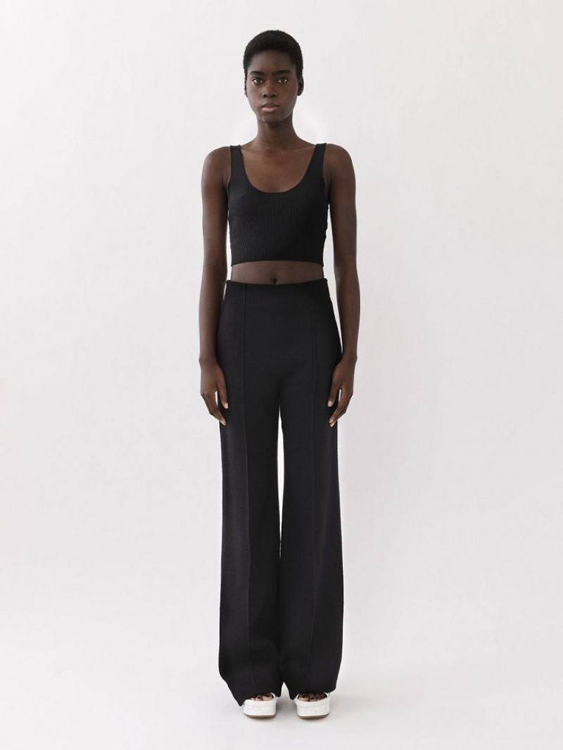 Black Chloe Cropped Tank Tops | CHE-SR13871