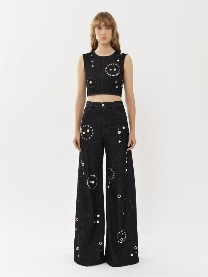 Black Chloe Embellished Rave Jeans | CHE-SR13984