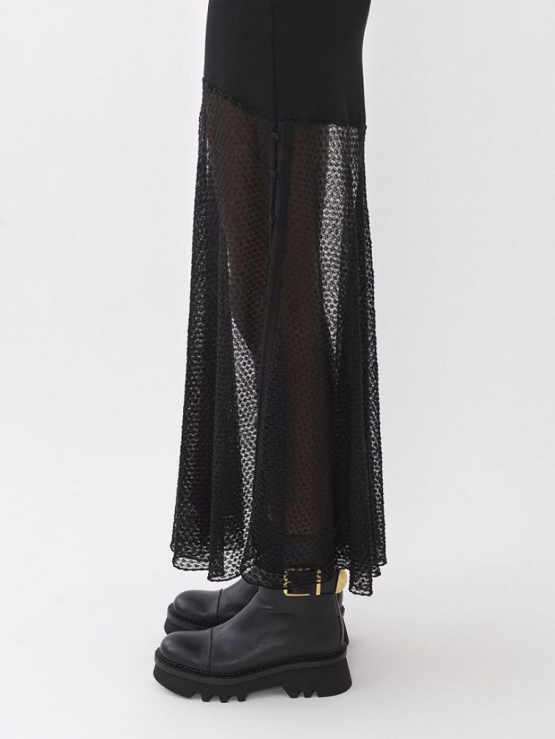 Black Chloe Flared Maxi Skirts | CHE-SR14072