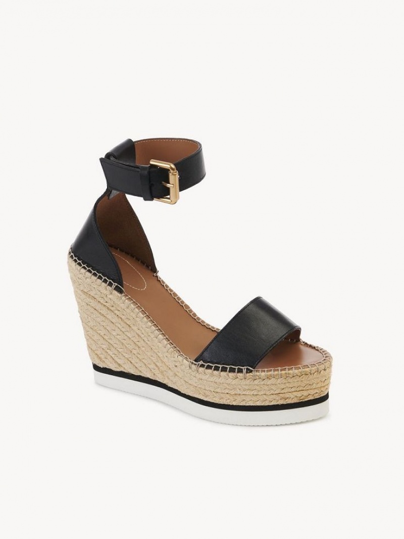 Black Chloe Glyn Espadrille Wedge | CHE-SR14839