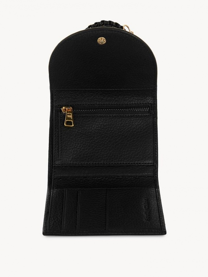 Black Chloe Hana Trifold Compact Wallets | CHE-SR14900