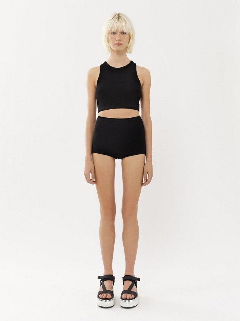 Black Chloe High-waisted Mini Shorts Knitwear | CHE-SR13924