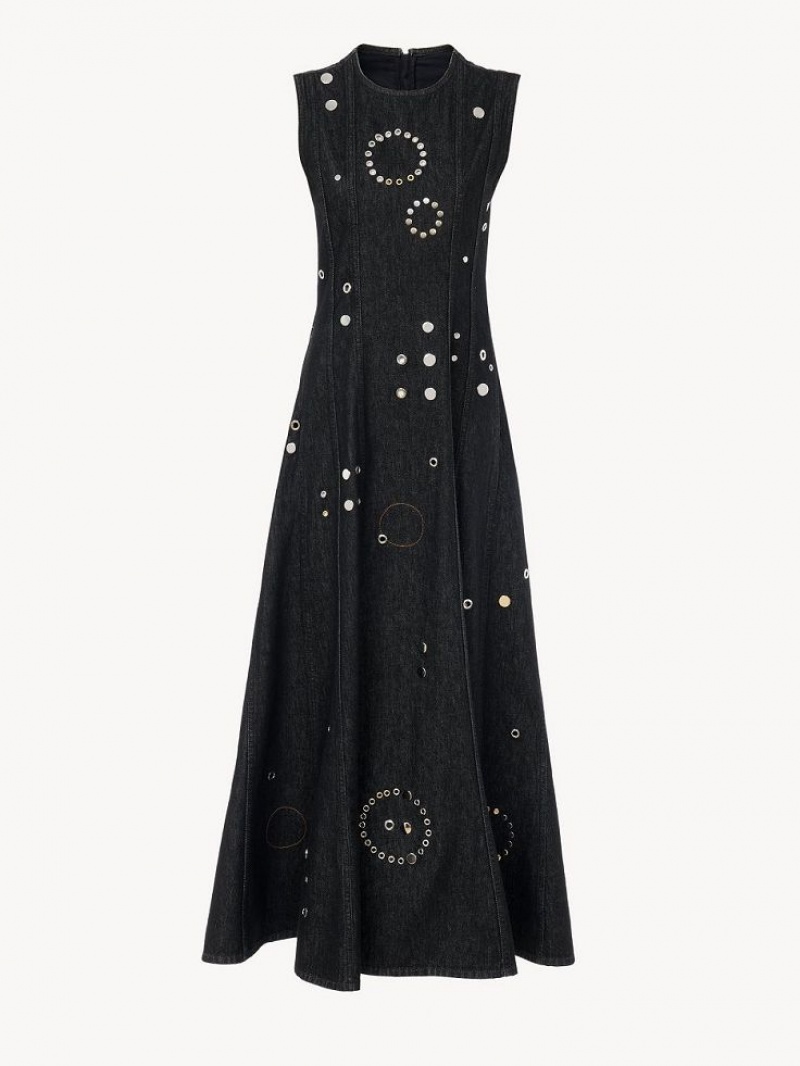 Black Chloe Long Sleeveless Dresses | CHE-SR13829