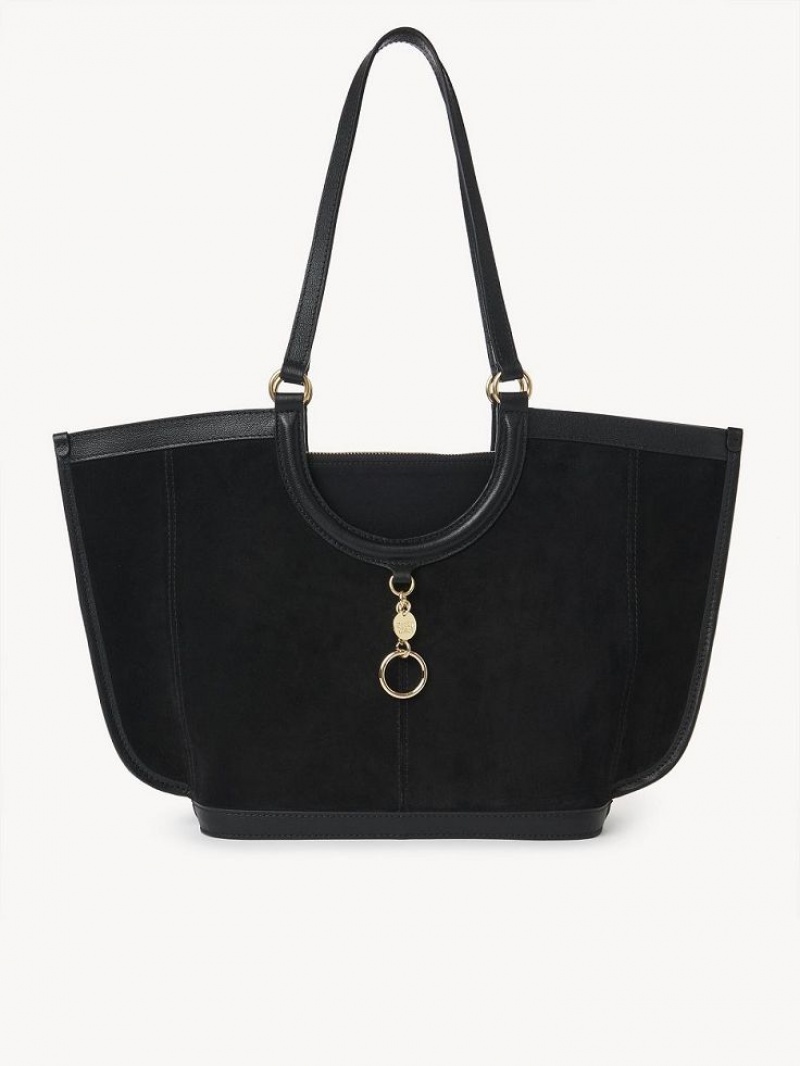 Black Chloe Mara Shopper Shoulder Bags | CHE-SR14593