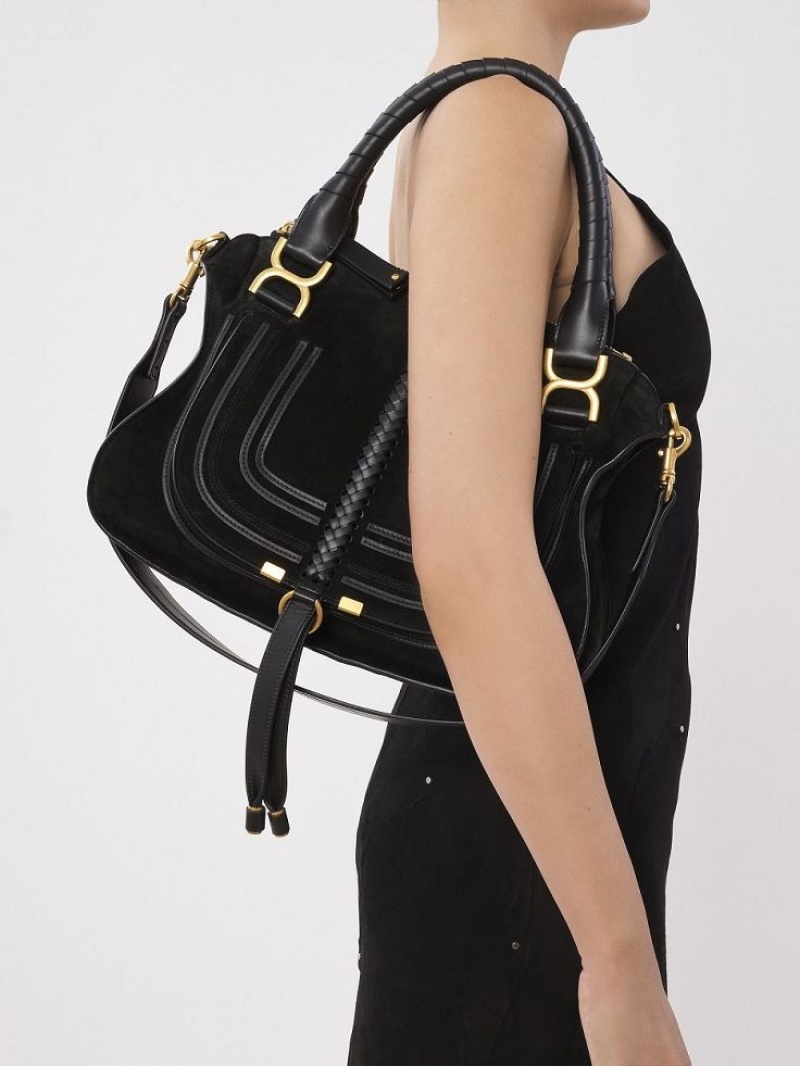 Black Chloe Marcie Double Carry Shoulder Bags | CHE-SR13438