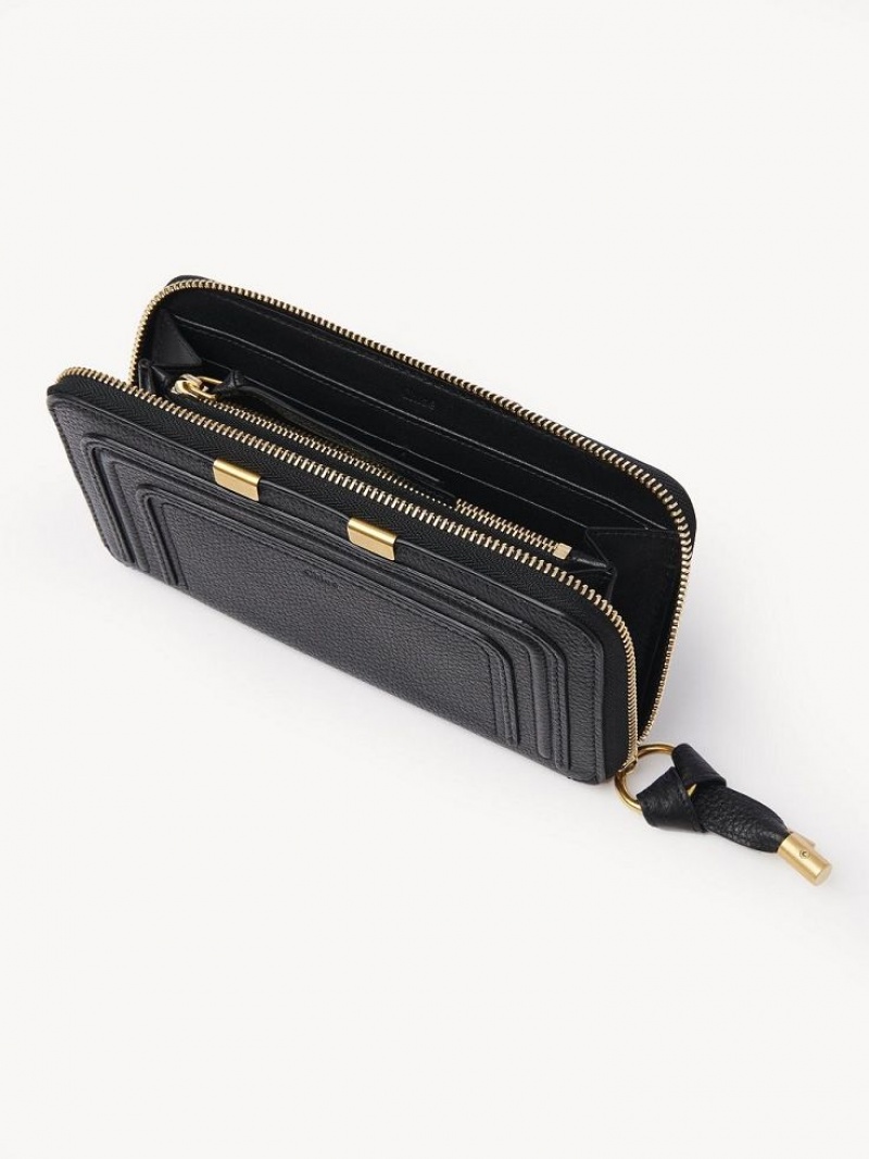 Black Chloe Marcie Zippered Long Wallets | CHE-SR14303