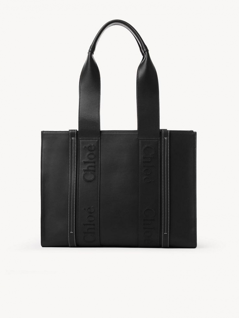 Black Chloe Medium Woody Tote Bags | CHE-SR13352