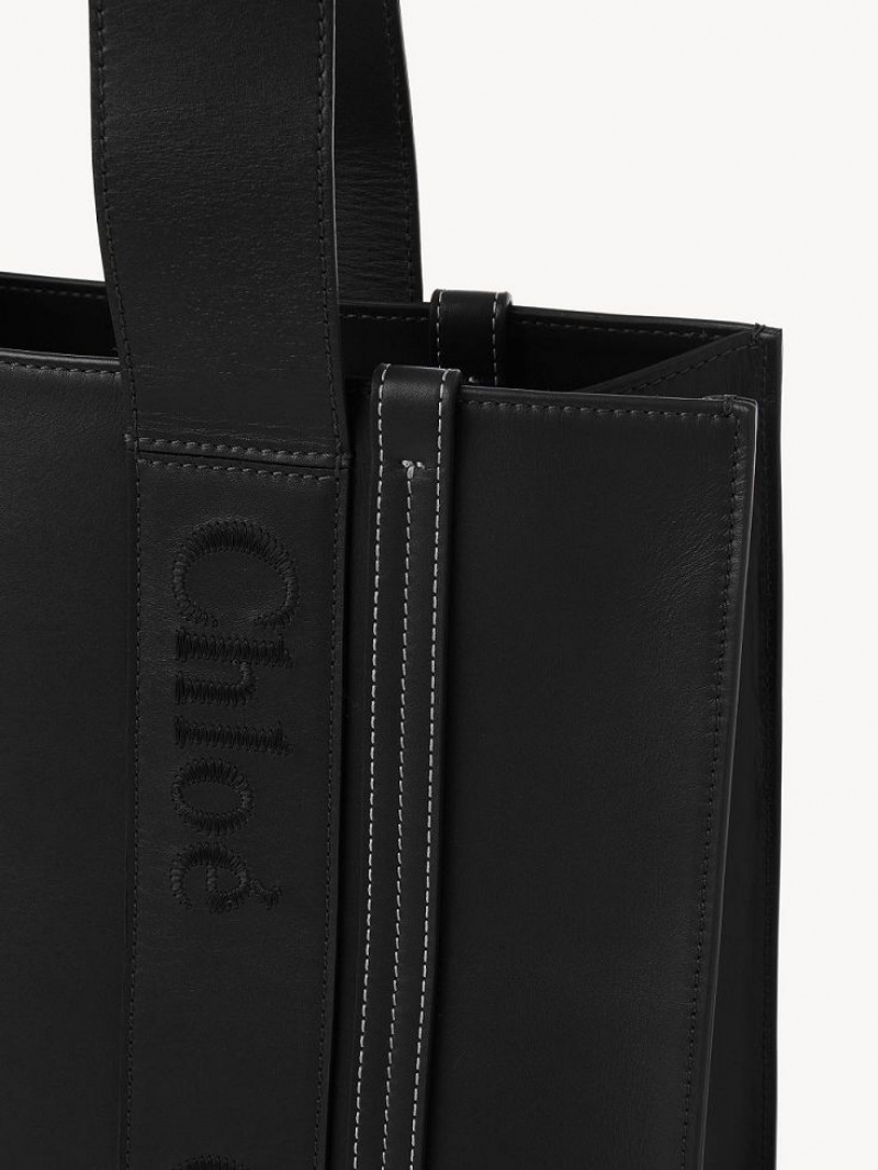 Black Chloe Medium Woody Tote Bags | CHE-SR13352