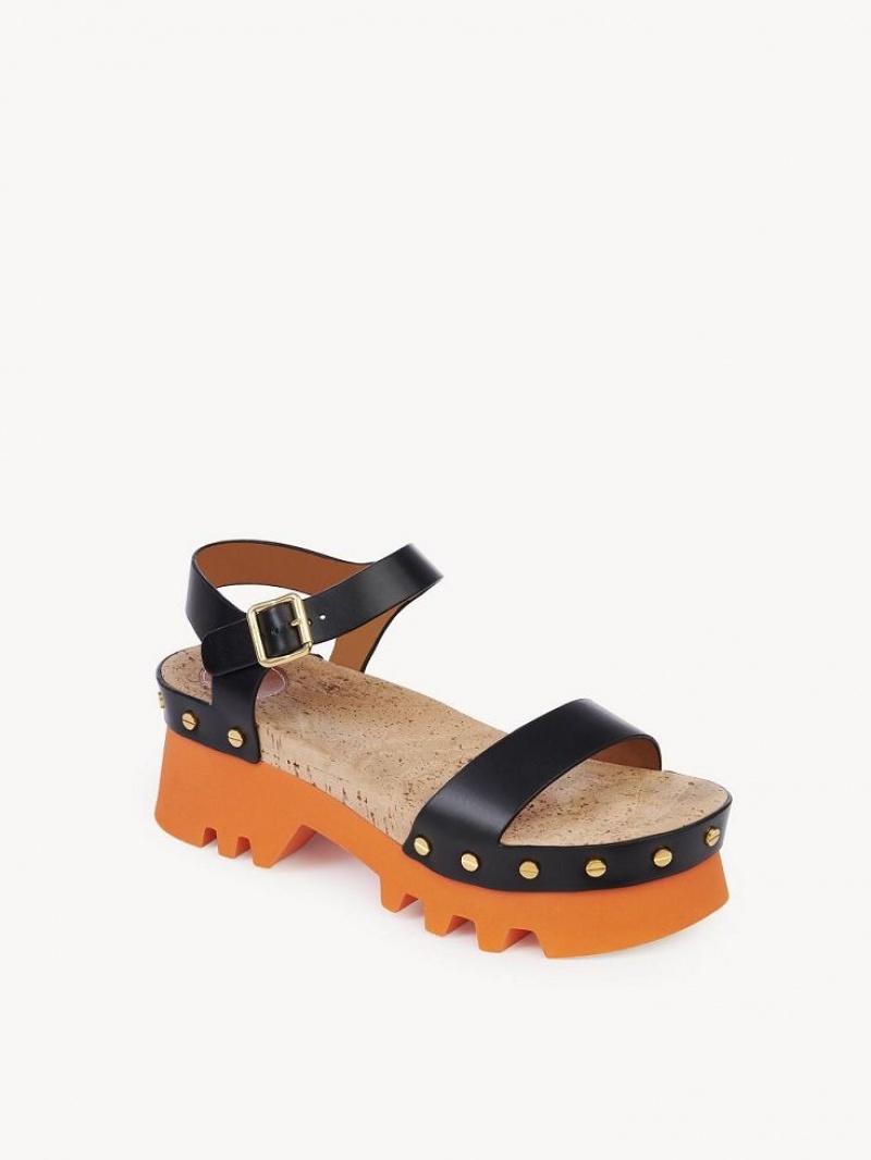 Black Chloe Owena Platform Sandals | CHE-SR14152