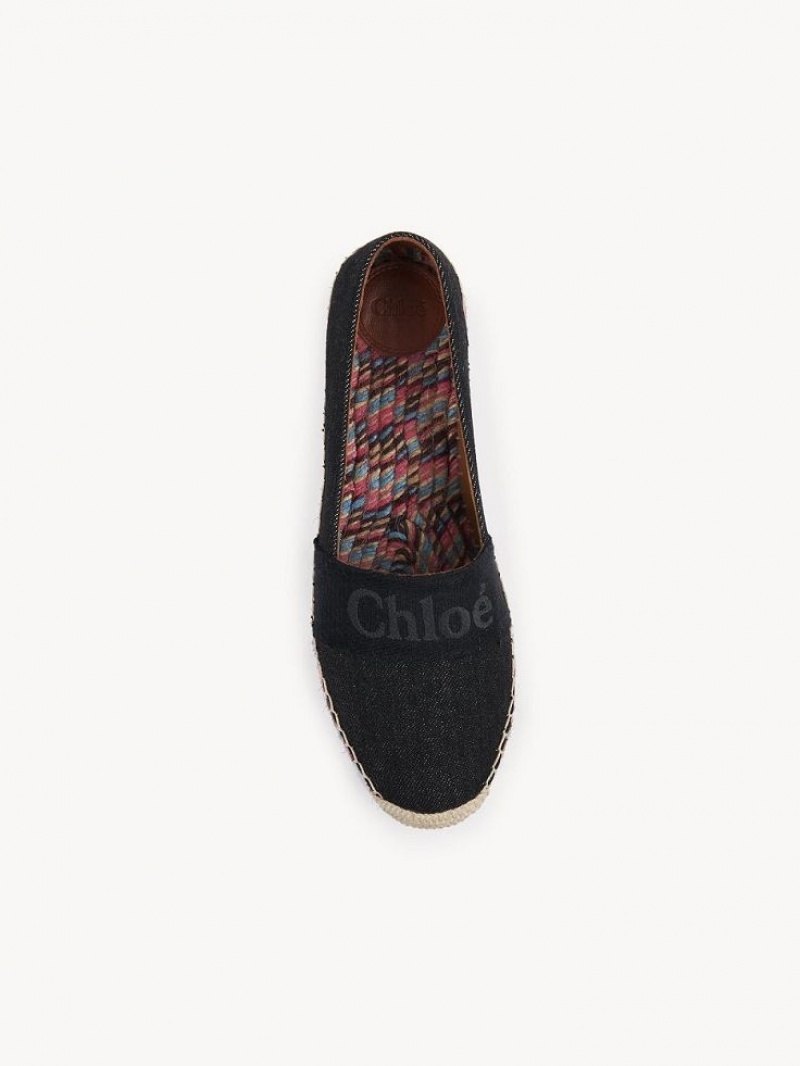 Black Chloe Piia Flat Espadrille | CHE-SR14144