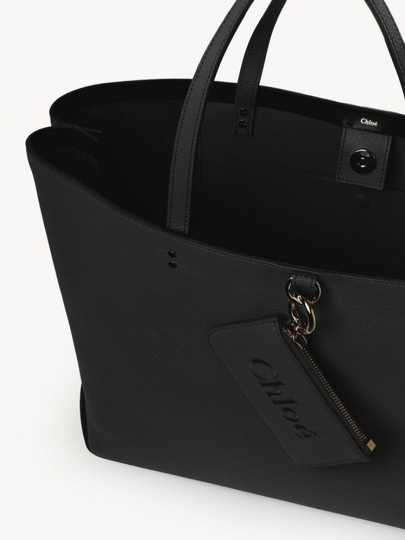 Black Chloe Sense Medium East-west Tote Bags | CHE-SR13327