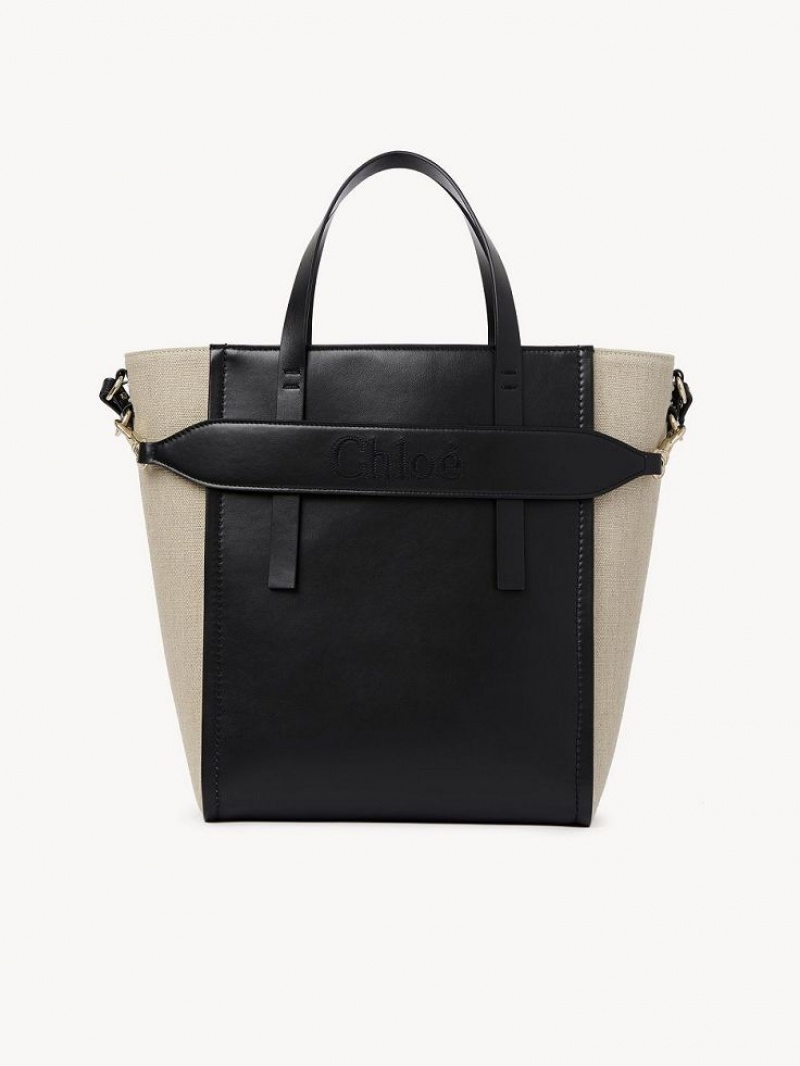 Black Chloe Sense Medium Tote Bags | CHE-SR13358