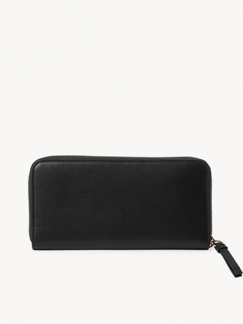 Black Chloe Sense Zippered Long Wallets | CHE-SR14300