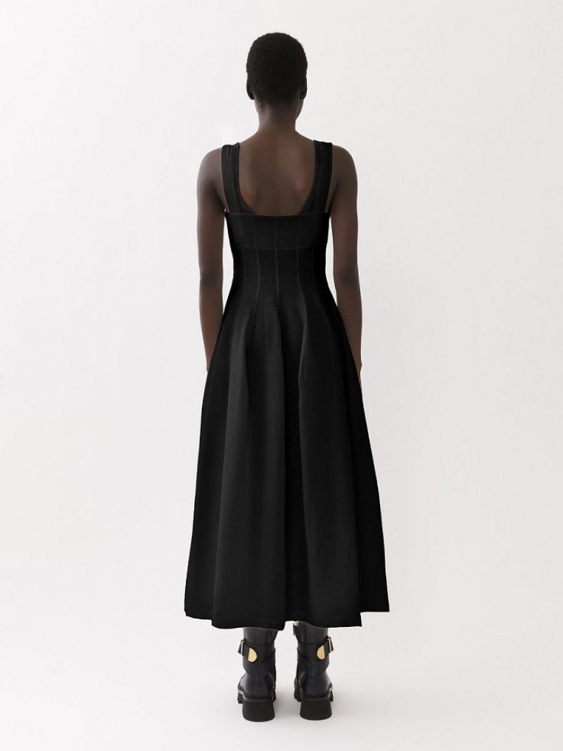 Black Chloe Sleeveless Midi Dresses | CHE-SR13846