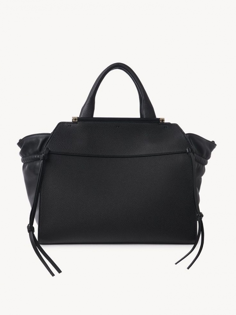 Black Chloe Steph Medium Double Carry Tote Bags | CHE-SR13372