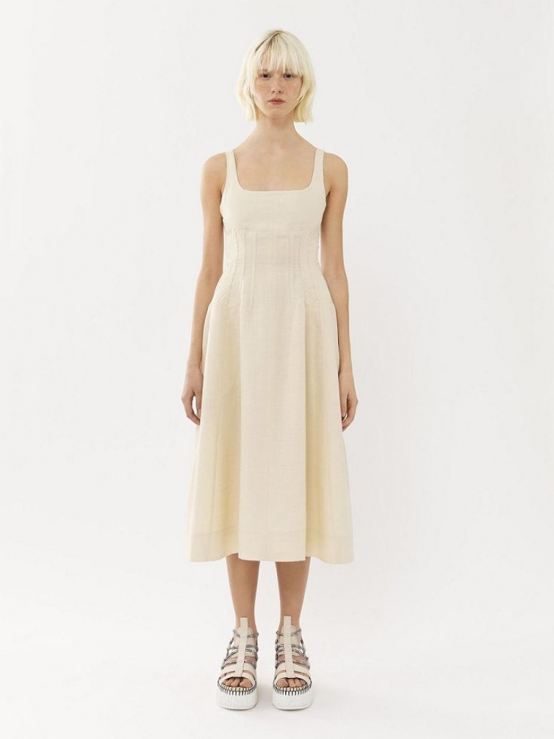 COCONUT MILK Chloe Sleeveless Midi Dresses | CHE-SR13843