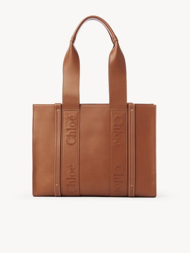 Caramel Chloe Medium Woody Tote Bags | CHE-SR13346