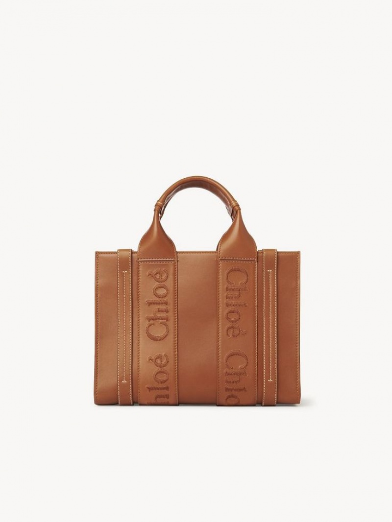 Caramel Chloe Small Woody Tote Bags | CHE-SR13345