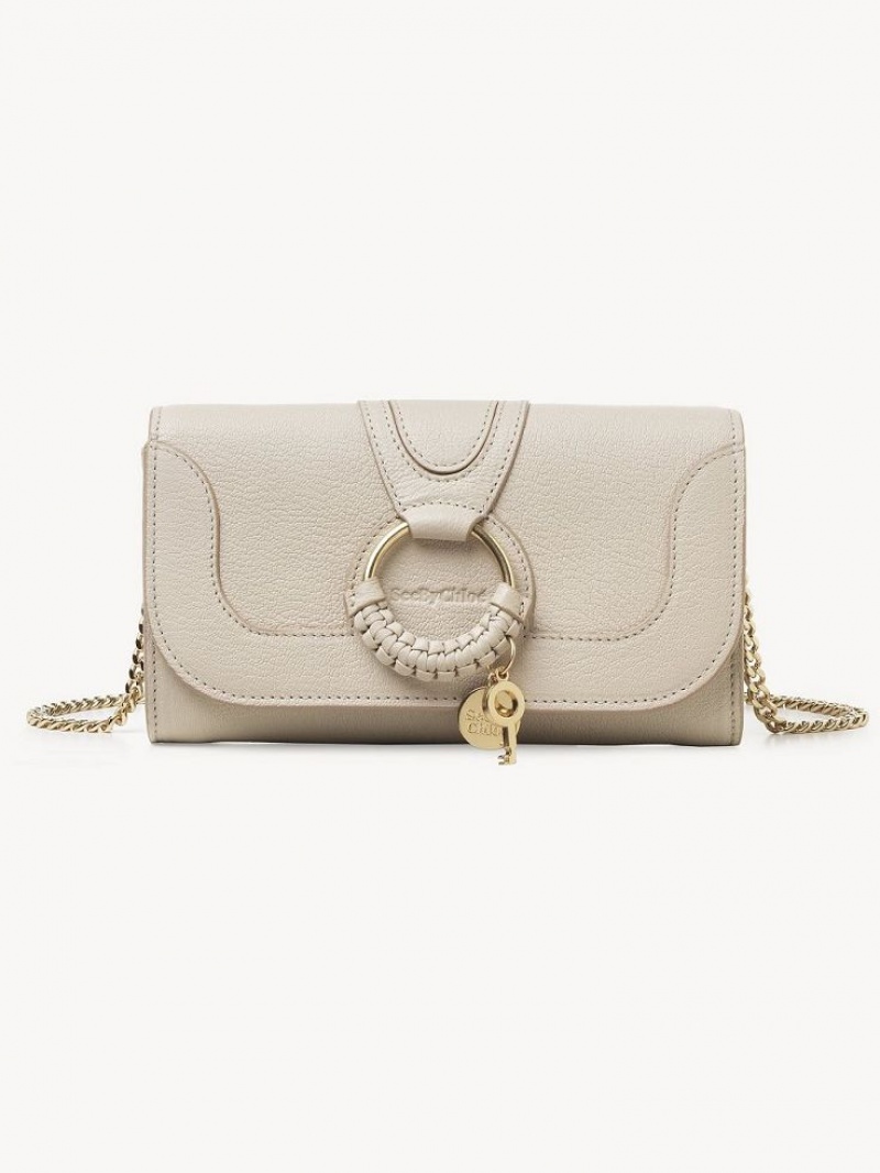 Cement Beige Chloe Hana Chain Long Wallets | CHE-SR14913