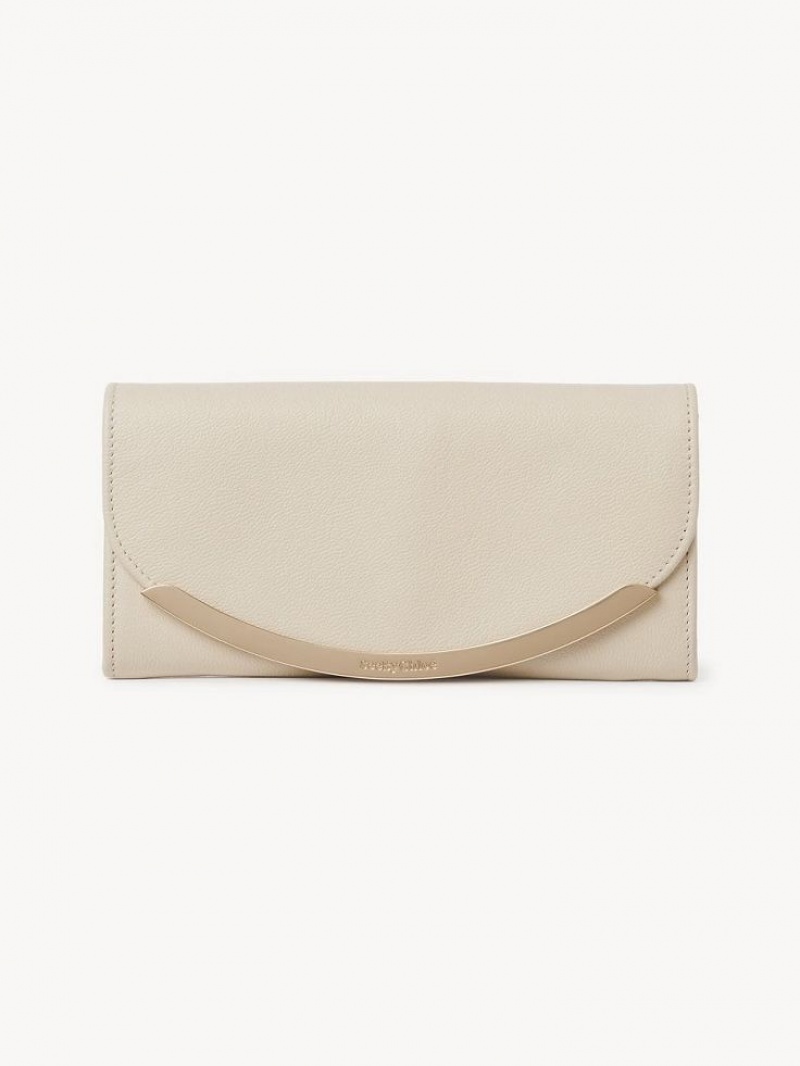 Cement Beige Chloe Lizzie Long Wallets | CHE-SR14917