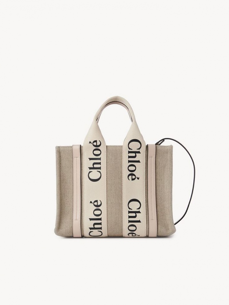 Cement Pink Chloe Small Woody Tote Bags | CHE-SR13392